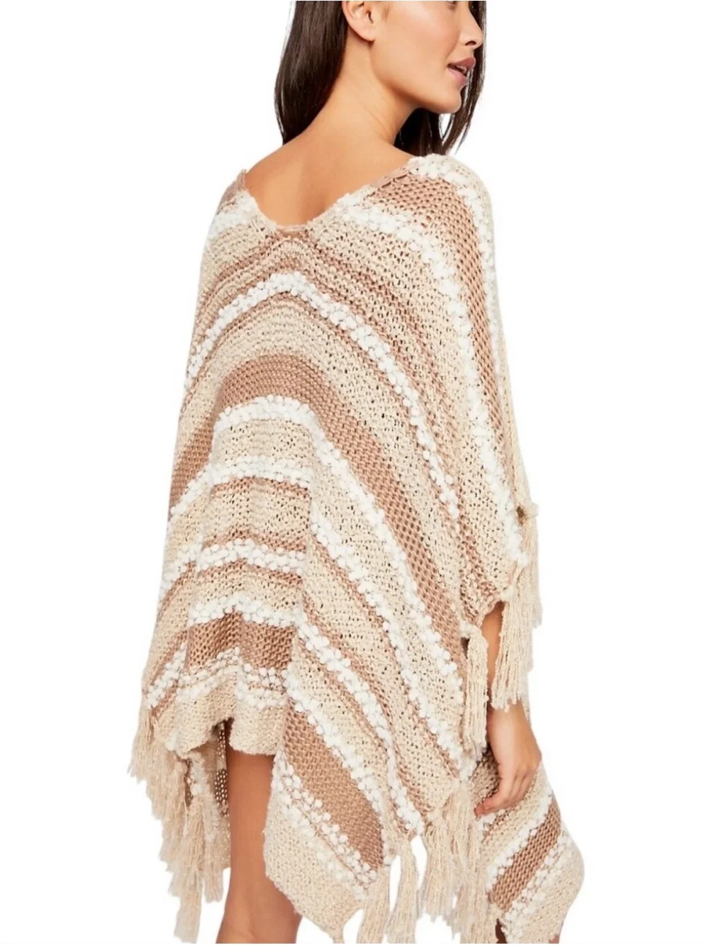 Free People Big Dipper Fringed Poncho Sweater